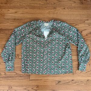 Sézane Floral Green Blouse